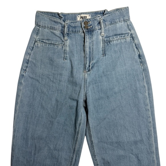 PAIGE The High-Rise Relax Crop Wide-Leg Jeans Women's Blue Jeans Size 27 - Picture 2 of 8
